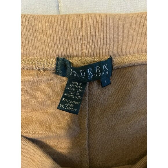 Lauren Ralph Lauren Large Sweatpants Women’s Beige Tan Drawstring Lounge - Picture 7 of 11
